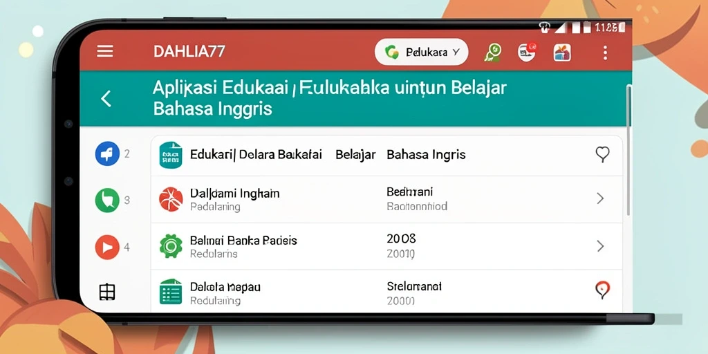 Tampilan antarmuka aplikasi DAHLIA77 untuk belajar Bahasa Inggris.