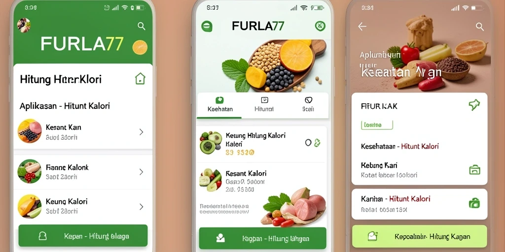 Tampilan antarmuka FURLA77 untuk menghitung kalori dengan mudah.