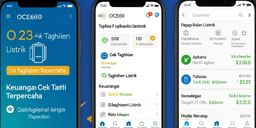 Tampilan antarmuka OCE69 untuk cek tagihan listrik yang sederhana dan informatif.