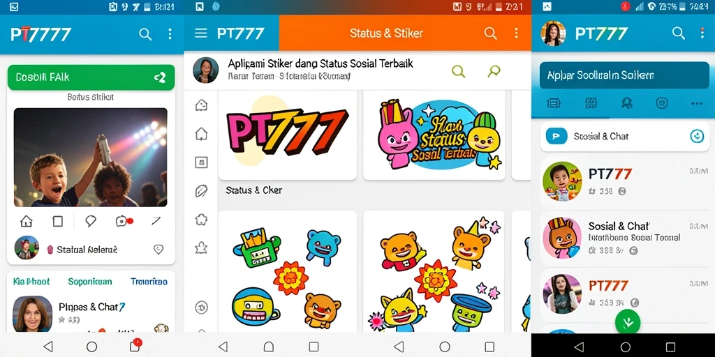 Tampilan utama PT777 dengan stiker dan status kreatif.