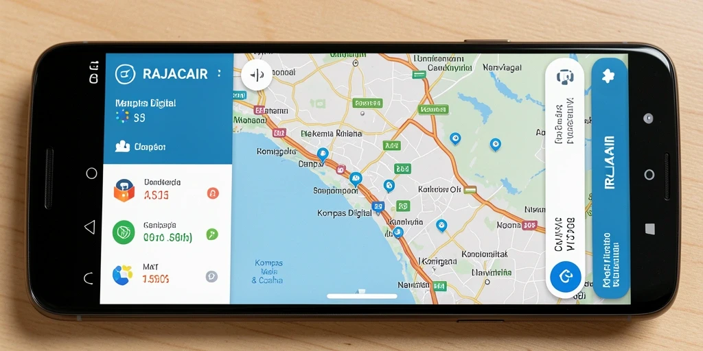 Tampilan antarmuka aplikasi Kompas Digital RAJACAIR yang menarik dan informatif.