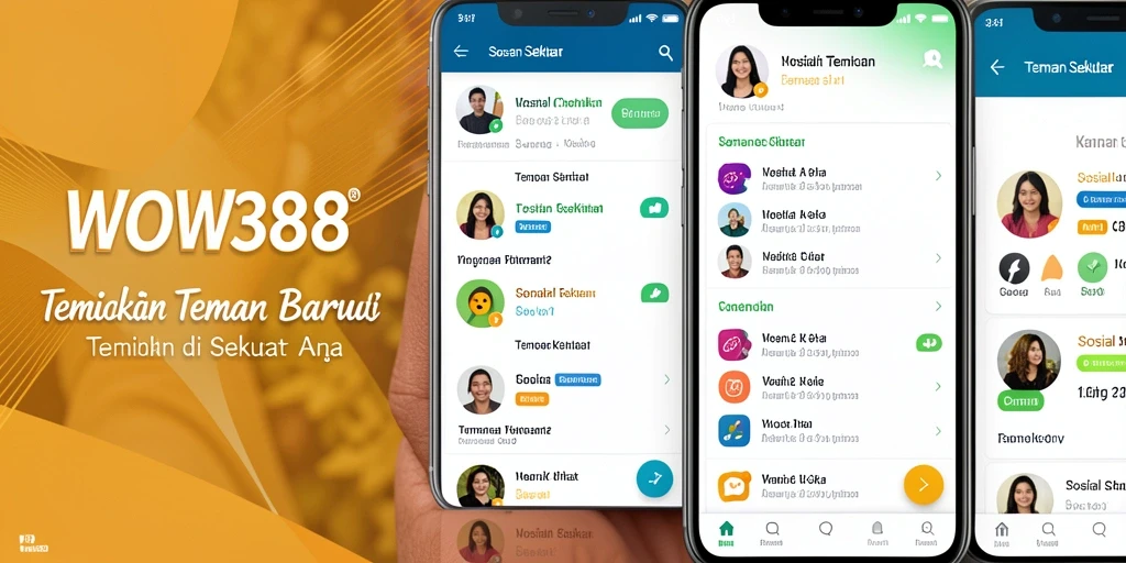 Antarmuka WOW388 yang menarik dengan fitur pencarian teman yang mudah diakses.